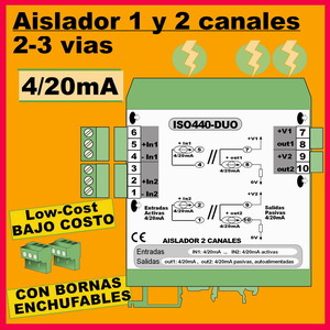  04a2- Aislador de 2 y 3 vías bajo costo (4-20mA)