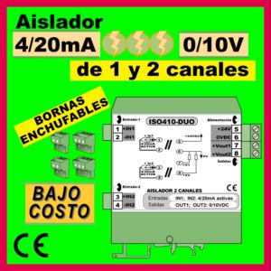 04b2- Aislador de 1 y 2 canales BAJO COSTO (4-20mA a 0-10V)