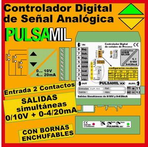 PULSAMIL - Generador/Controlador de señal 0/10v, 0-4/20mA (Potenciometro Motorizado)