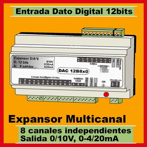10d- Expansor Dato Digital 12 bits, 8 salidas 0-10V, 4-20mA (Genera salidas Analógicas)